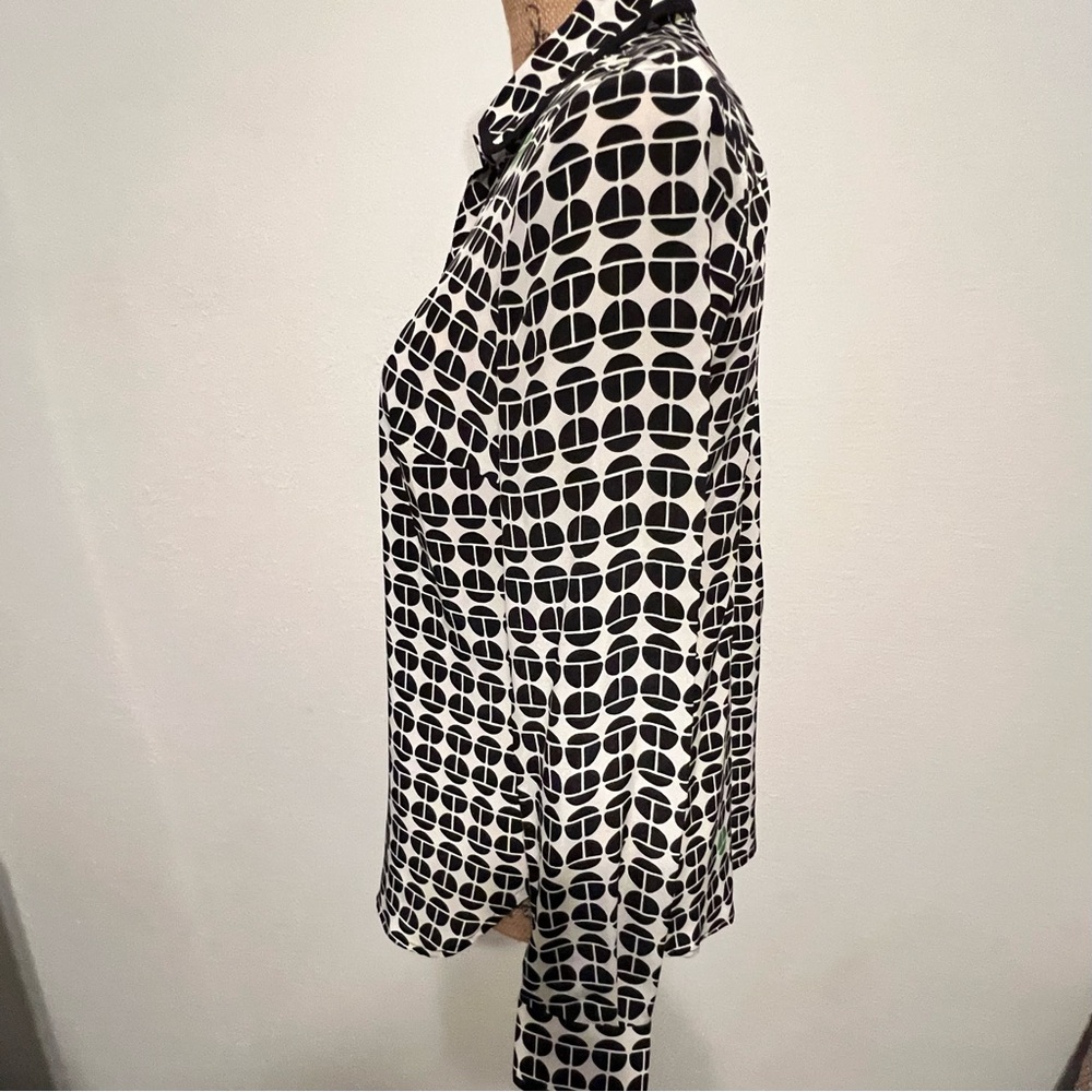 Trina Turk Cream Silk Blouse with Black and Green small - Picture 5 of 11